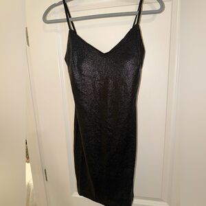 Shimmering Black Evening Slip Dress